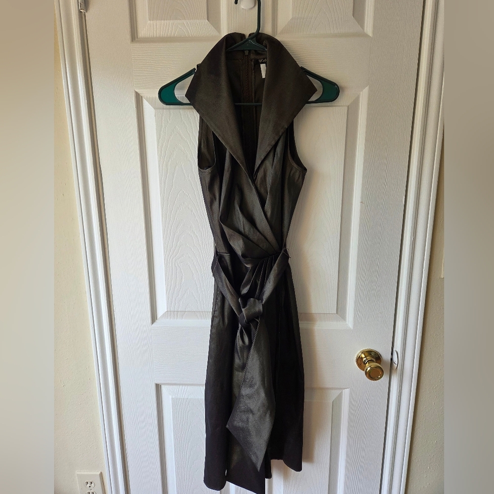 Tadashi Shoji Brown Dress 10 Wrap With Belt
